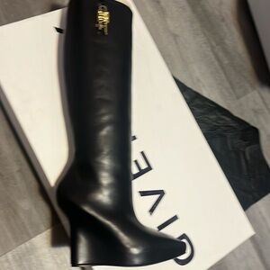 Givenchy wedge knee high boots black